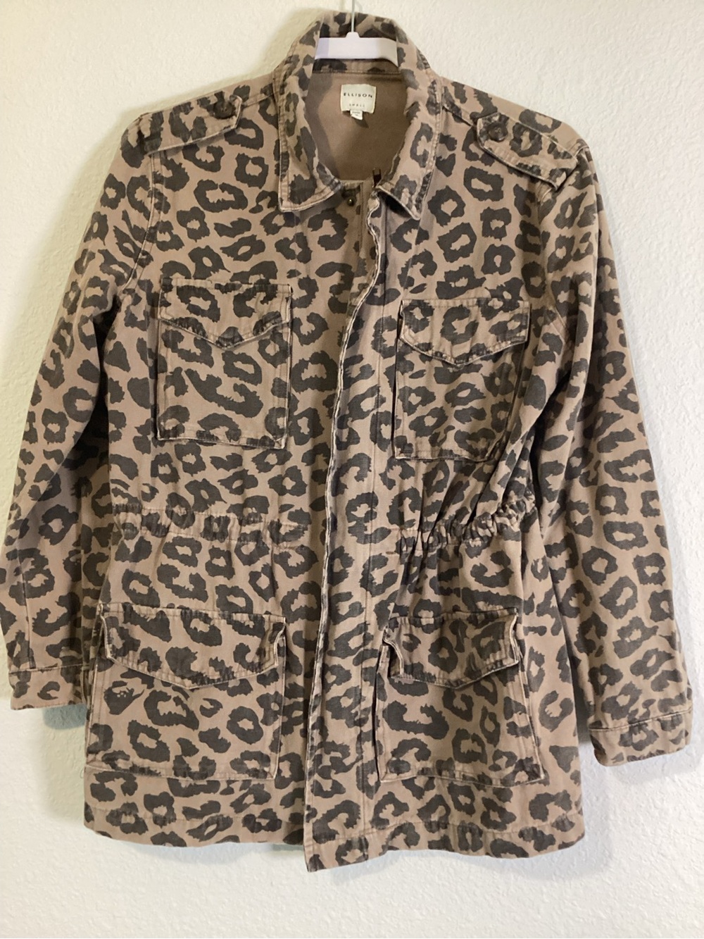 Ellison Taupe and Black Leopard-Print Utility Jacket